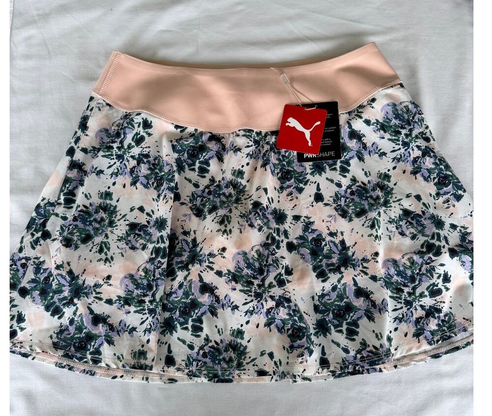 CountryClub Preppy Quiet Luxury PUMA NWT Floral Golf Tennis Sporty Skort Large - Picture 1 of 11